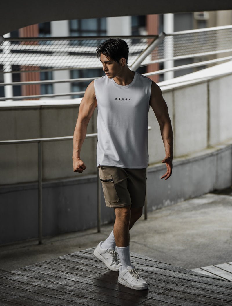 ONE - WAY™ 單向導濕寬肩訓練背心 (灰褐) - AROAK 機能健身服飾 | 專為健人打造