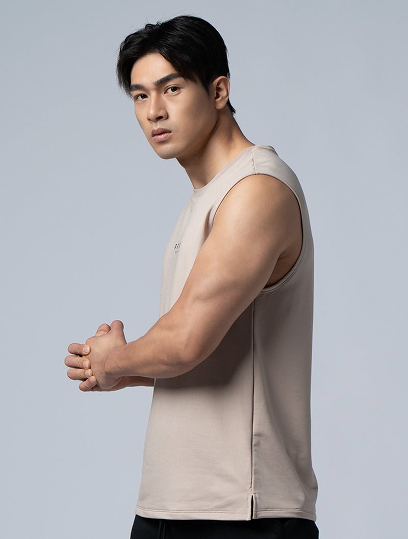 ONE - WAY™ 單向導濕寬肩訓練背心 (灰褐) - AROAK 機能健身服飾 | 專為健人打造