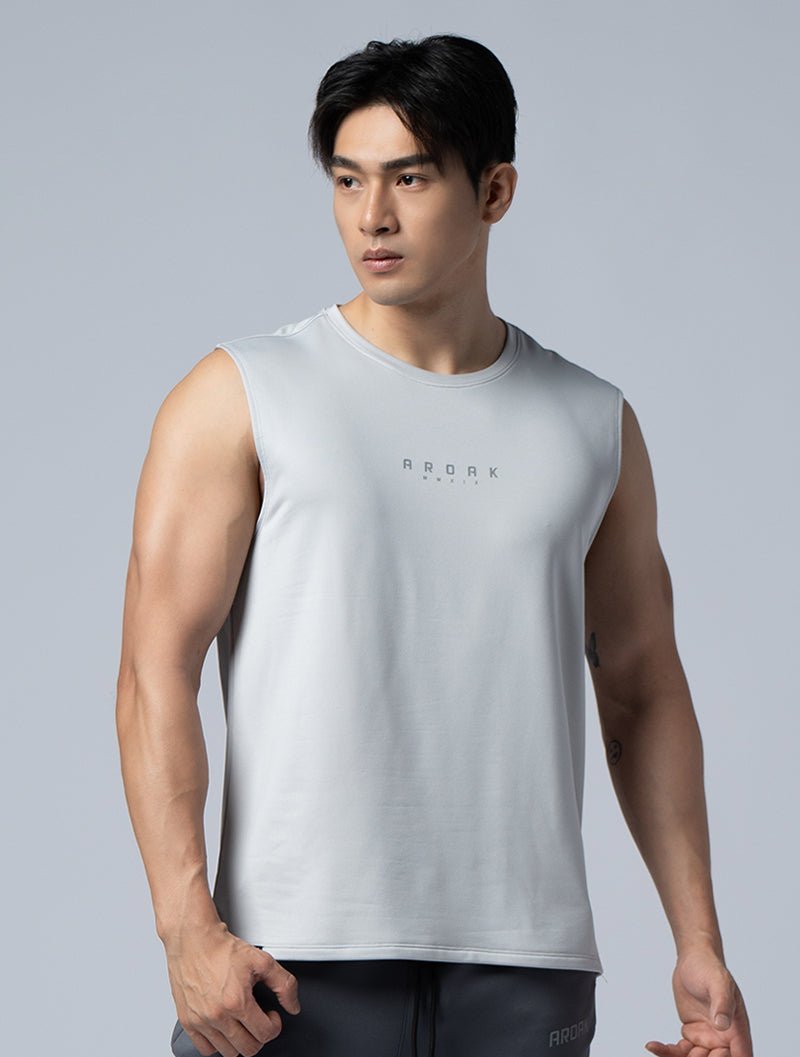 ONE - WAY™ 單向導濕寬肩訓練背心 (淺灰) - AROAK 機能健身服飾 | 專為健人打造