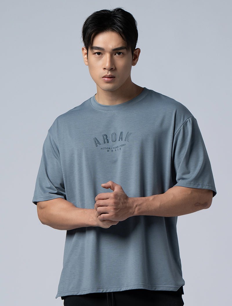 SIRO™ - AP 發泡OVERSIZED機能SIRO短袖上衣 (灰藍) - AROAK 機能健身服飾 | 專為健人打造