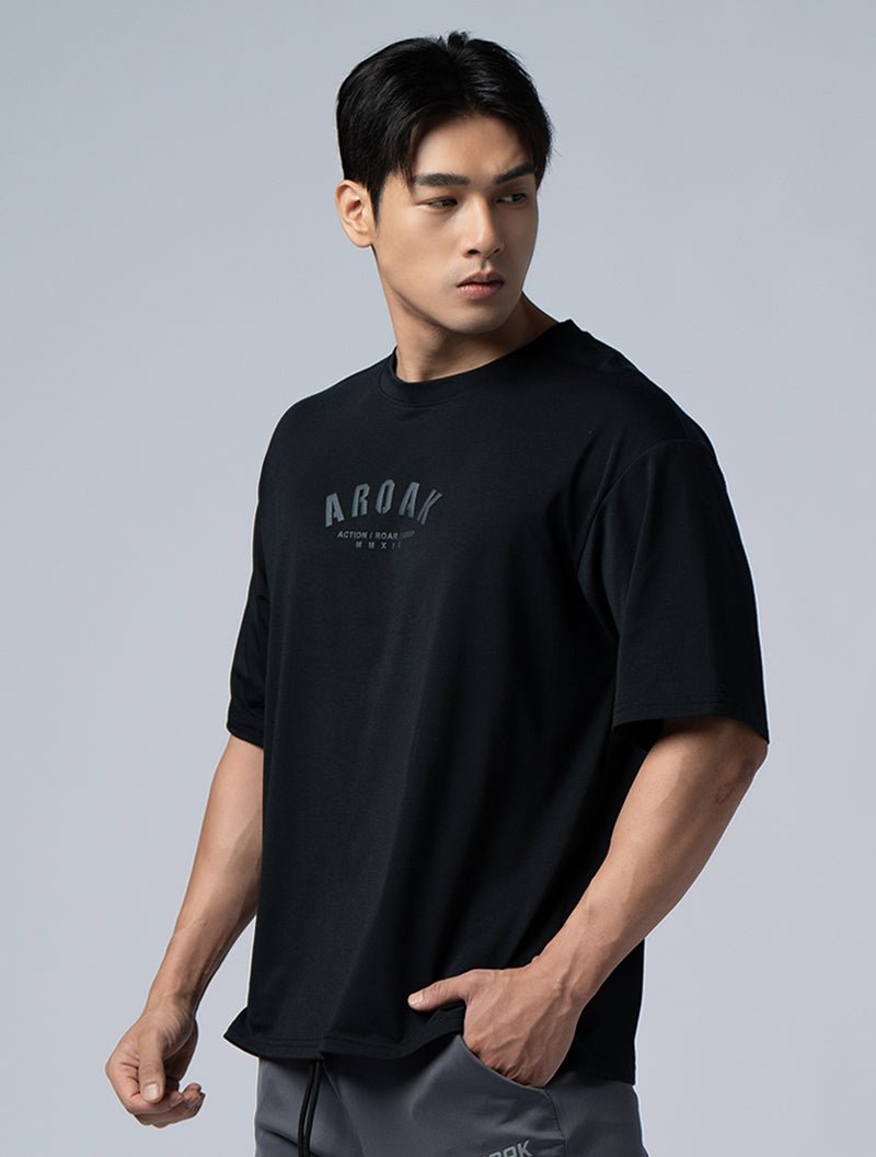 SIRO™ - AP 發泡OVERSIZED機能SIRO短袖上衣 (黑) - AROAK 機能健身服飾 | 專為健人打造
