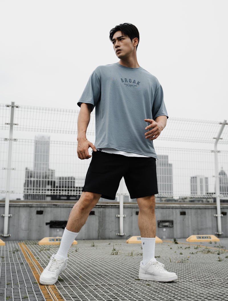 SIRO™ - AP 發泡OVERSIZED機能SIRO短袖上衣 (灰藍) - AROAK 機能健身服飾 | 專為健人打造