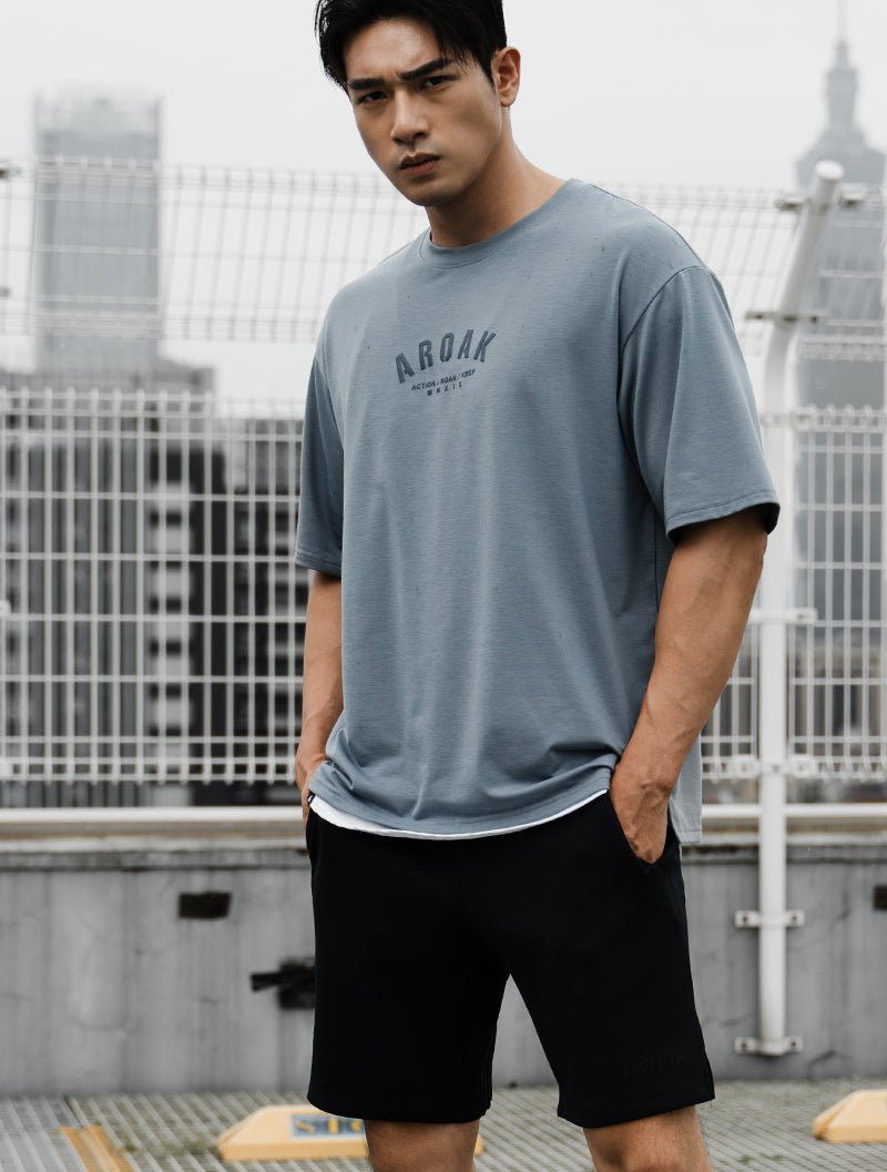 SIRO™ - AP 發泡OVERSIZED機能SIRO短袖上衣 (灰藍) - AROAK 機能健身服飾 | 專為健人打造