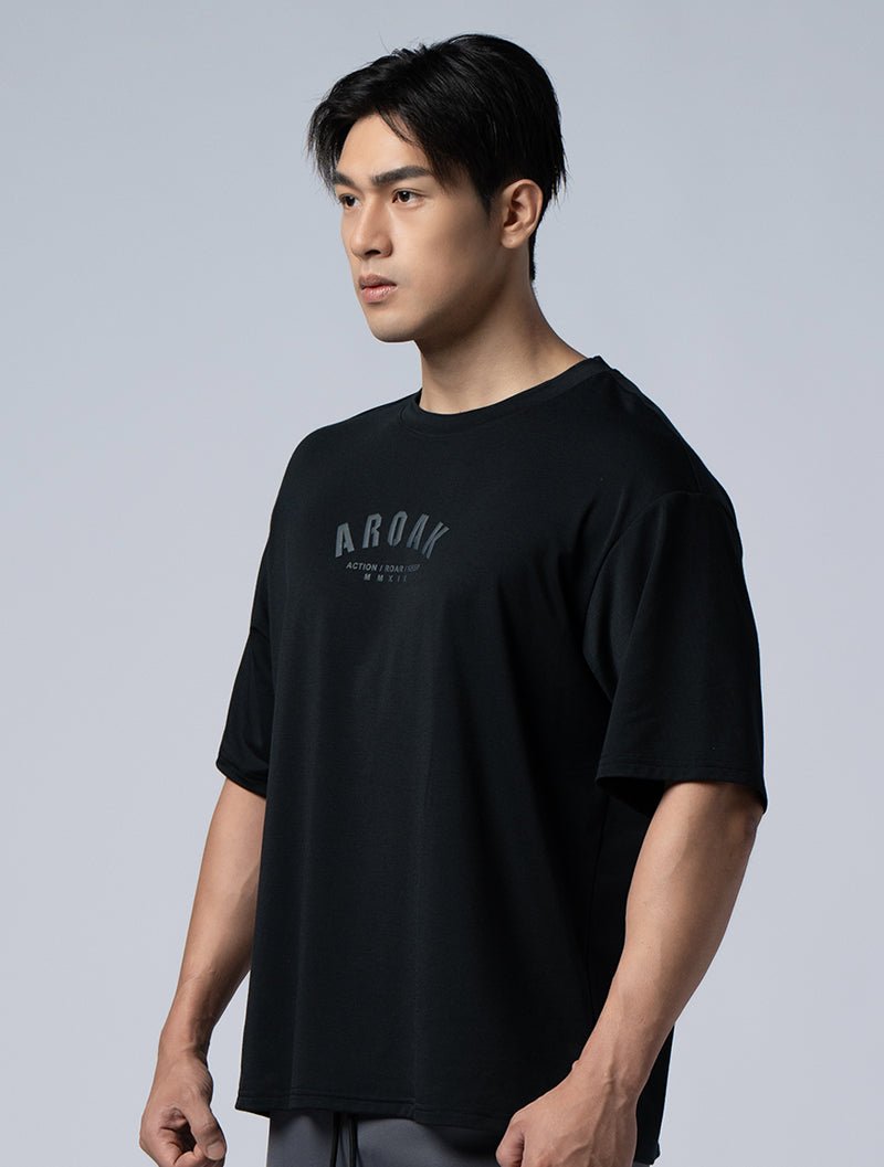 SIRO™ - AP 發泡OVERSIZED機能SIRO短袖上衣 (黑) - AROAK 機能健身服飾 | 專為健人打造