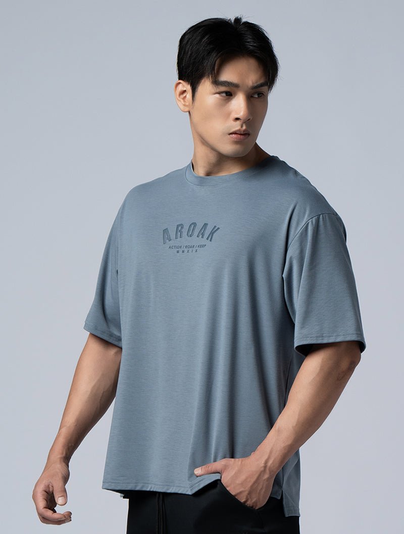 SIRO™ - AP 發泡OVERSIZED機能SIRO短袖上衣 (灰藍) - AROAK 機能健身服飾 | 專為健人打造
