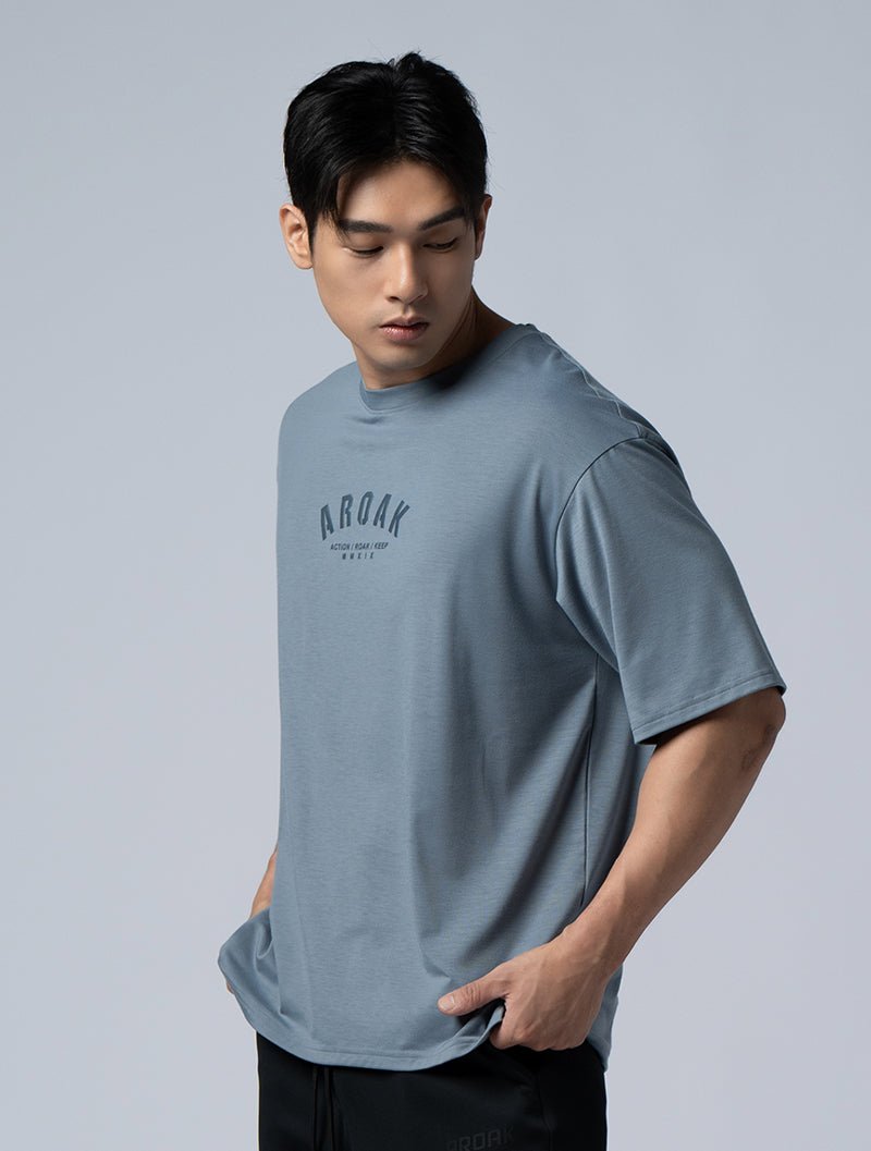 SIRO™ - AP 發泡OVERSIZED機能SIRO短袖上衣 (灰藍) - AROAK 機能健身服飾 | 專為健人打造