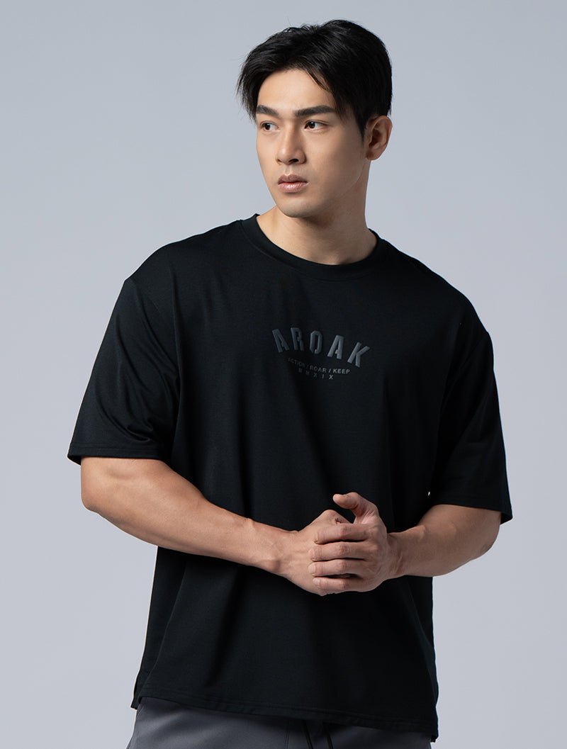 SIRO™ - AP 發泡OVERSIZED機能SIRO短袖上衣 (黑) - AROAK 機能健身服飾 | 專為健人打造