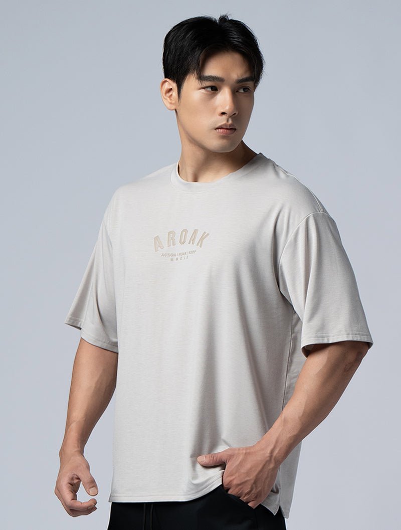 SIRO™ - AP 發泡OVERSIZED機能SIRO短袖上衣 (卡其) - AROAK 機能健身服飾 | 專為健人打造