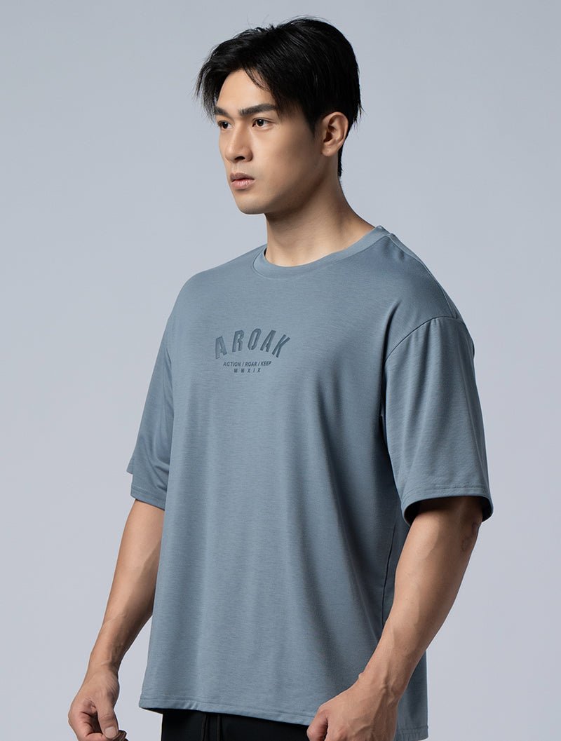 SIRO™ - AP 發泡OVERSIZED機能SIRO短袖上衣 (灰藍) - AROAK 機能健身服飾 | 專為健人打造