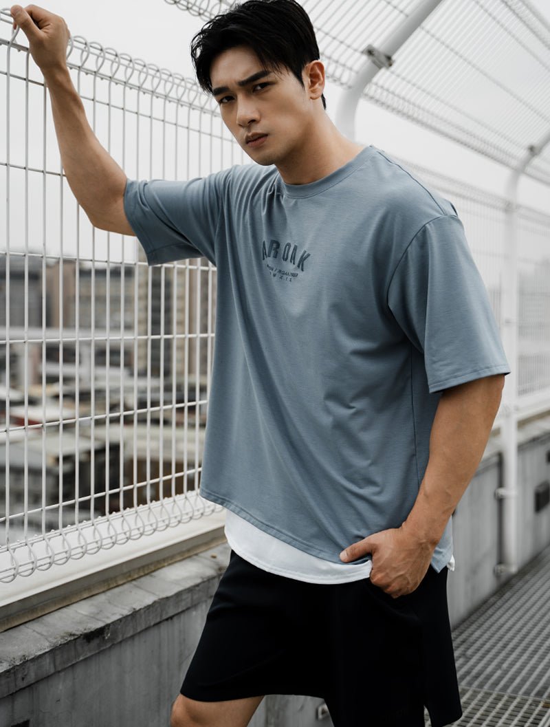 SIRO™ - AP 發泡OVERSIZED機能SIRO短袖上衣 (灰藍) - AROAK 機能健身服飾 | 專為健人打造