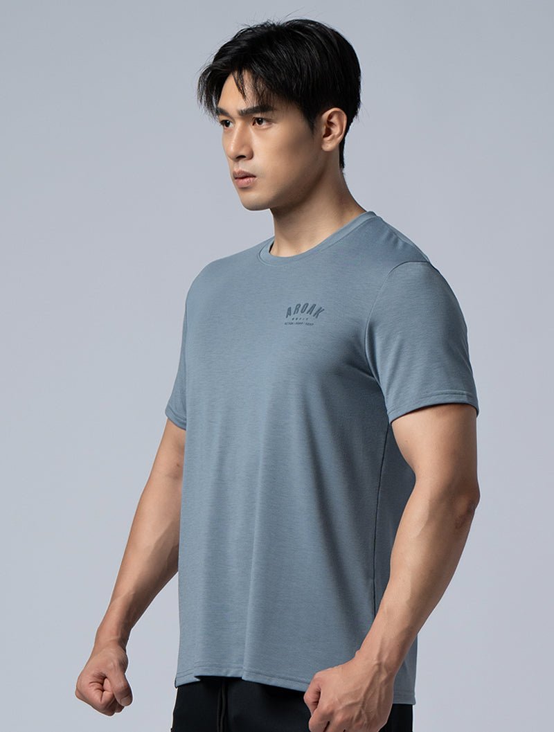 SIRO™ - AP 發泡機能SIRO短袖上衣 (灰藍) - AROAK 機能健身服飾 | 專為健人打造