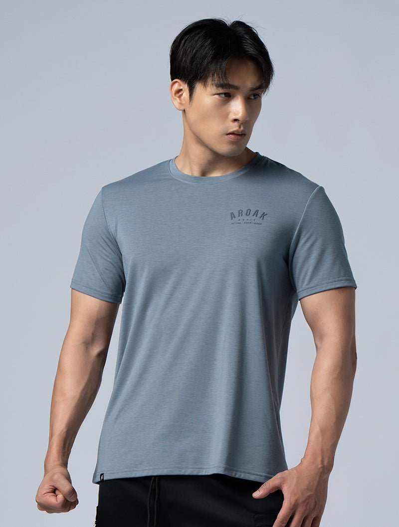 SIRO™ - AP 發泡機能SIRO短袖上衣 (灰藍) - AROAK 機能健身服飾 | 專為健人打造