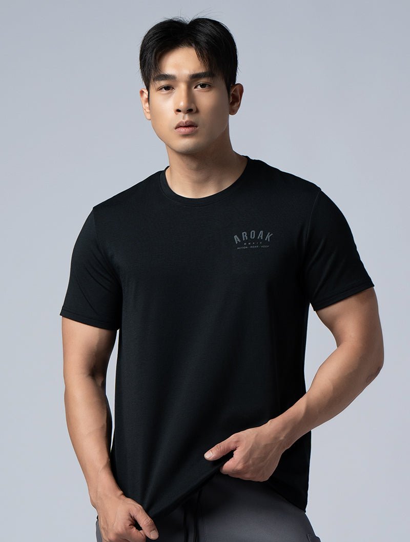 SIRO™ - AP 發泡機能SIRO短袖上衣 (黑) - AROAK 機能健身服飾 | 專為健人打造