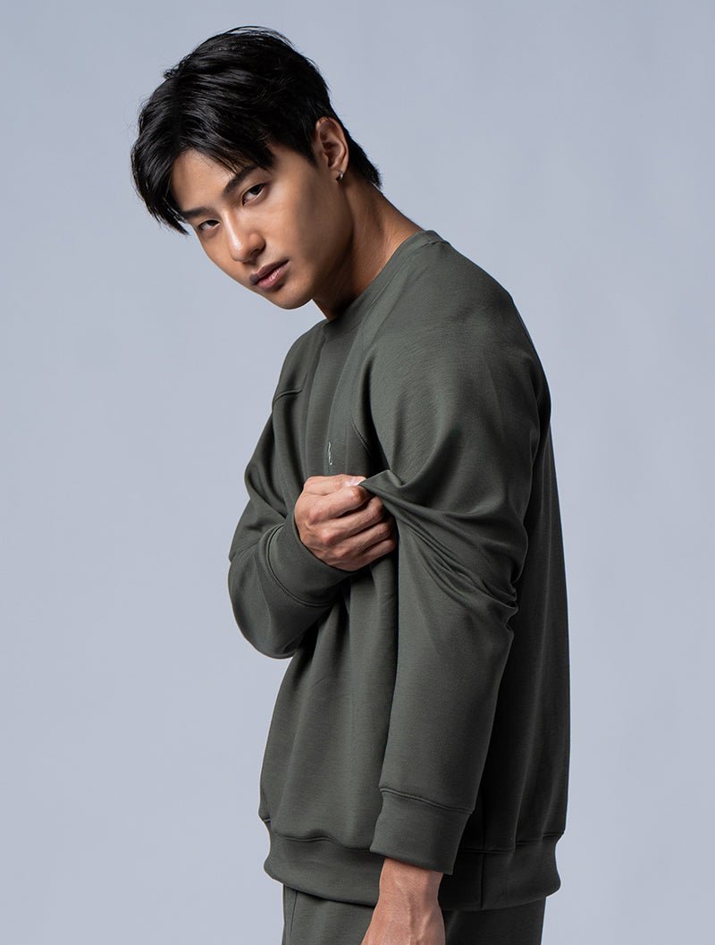 SIRO™ - Dual 拉克蘭袖休閒上衣 (墨綠) - AROAK 機能健身服飾 | 專為健人打造