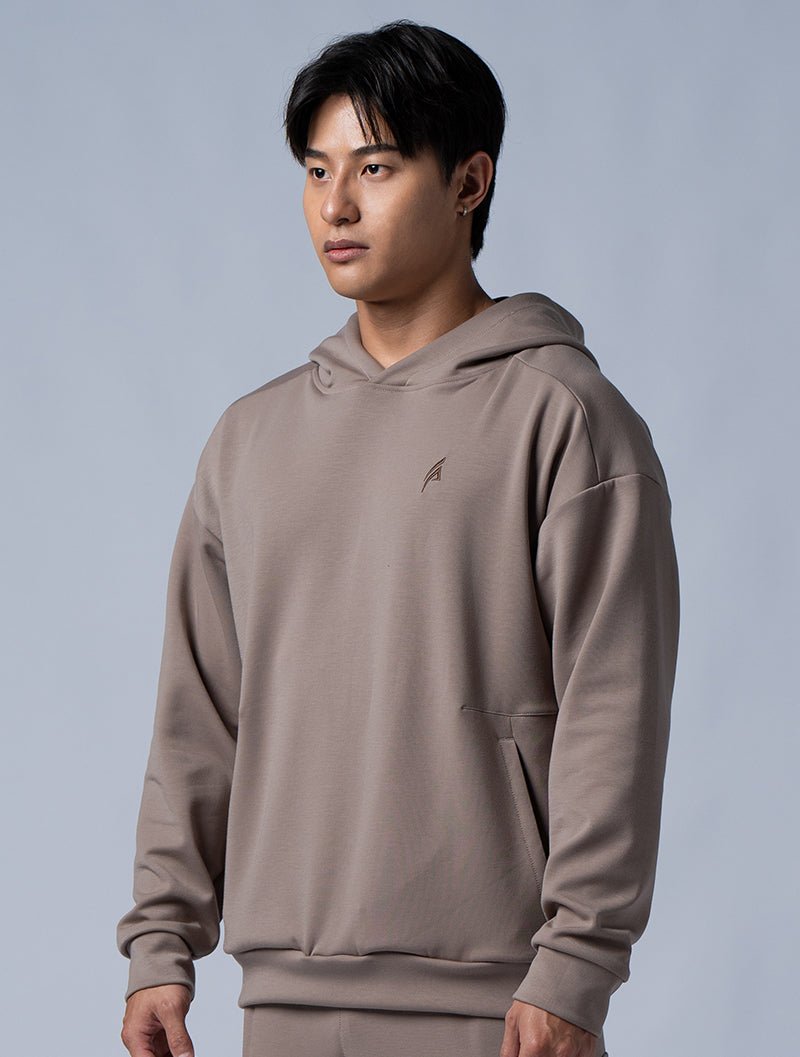 SIRO™ - Dual 剪接寬版連帽上衣 (棕卡其) - AROAK 機能健身服飾 | 專為健人打造