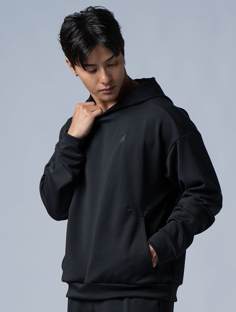 SIRO™ - Dual 剪接寬版連帽上衣 (黑) - AROAK 機能健身服飾 | 專為健人打造