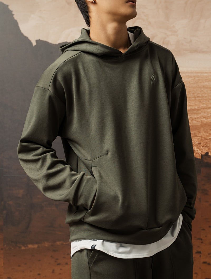 SIRO™ - Dual 剪接寬版連帽上衣 (墨綠) - AROAK 機能健身服飾 | 專為健人打造