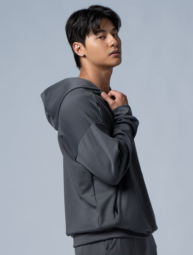 SIRO™ - Dual 剪接寬版連帽上衣 (深灰) - AROAK 機能健身服飾 | 專為健人打造