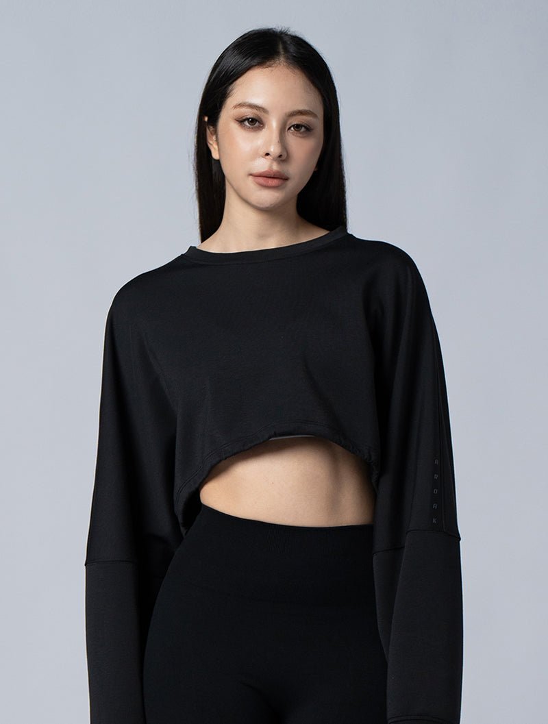 SIRO™ - Dual Oversized休閒短版上衣@24 - 2 (黑) - AROAK 機能健身服飾 | 專為健人打造