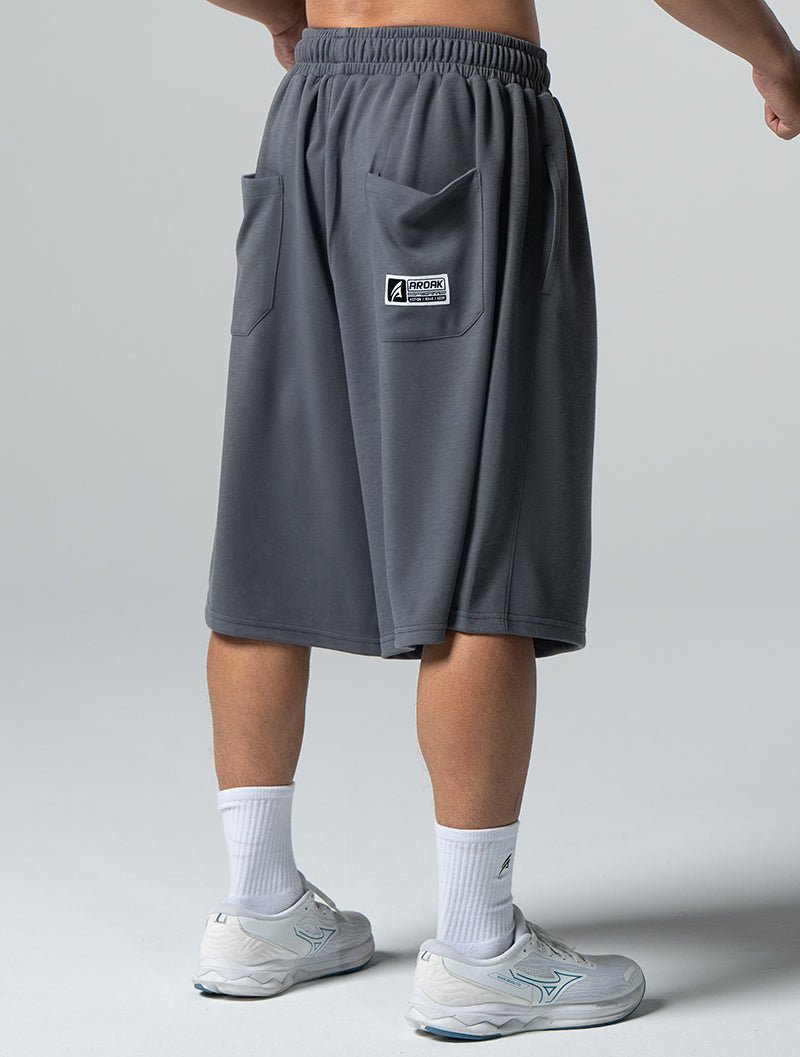 SIRO™ - Shield 爆裂紋七分短褲 (水泥灰) - AROAK 機能健身服飾 | 專為健人打造