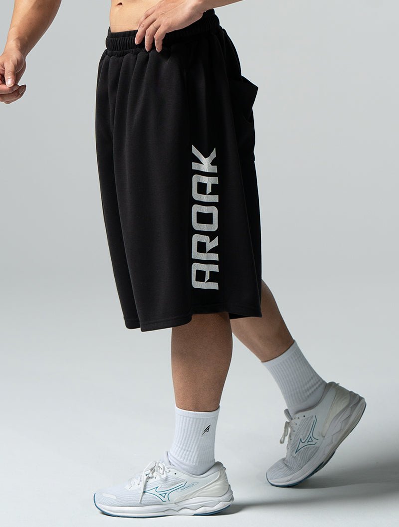 SIRO™ - Shield 爆裂紋七分短褲 (黑) - AROAK 機能健身服飾 | 專為健人打造