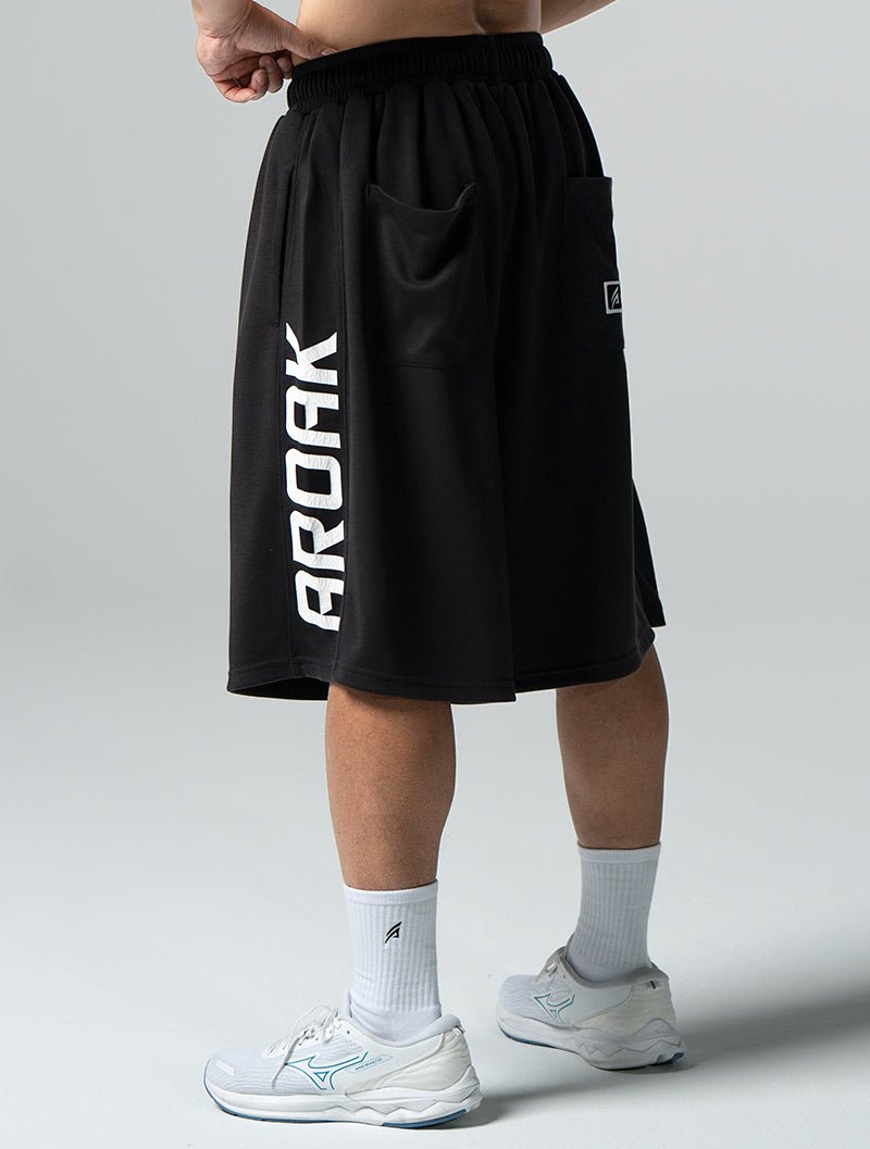 SIRO™ - Shield 爆裂紋七分短褲 (黑) - AROAK 機能健身服飾 | 專為健人打造