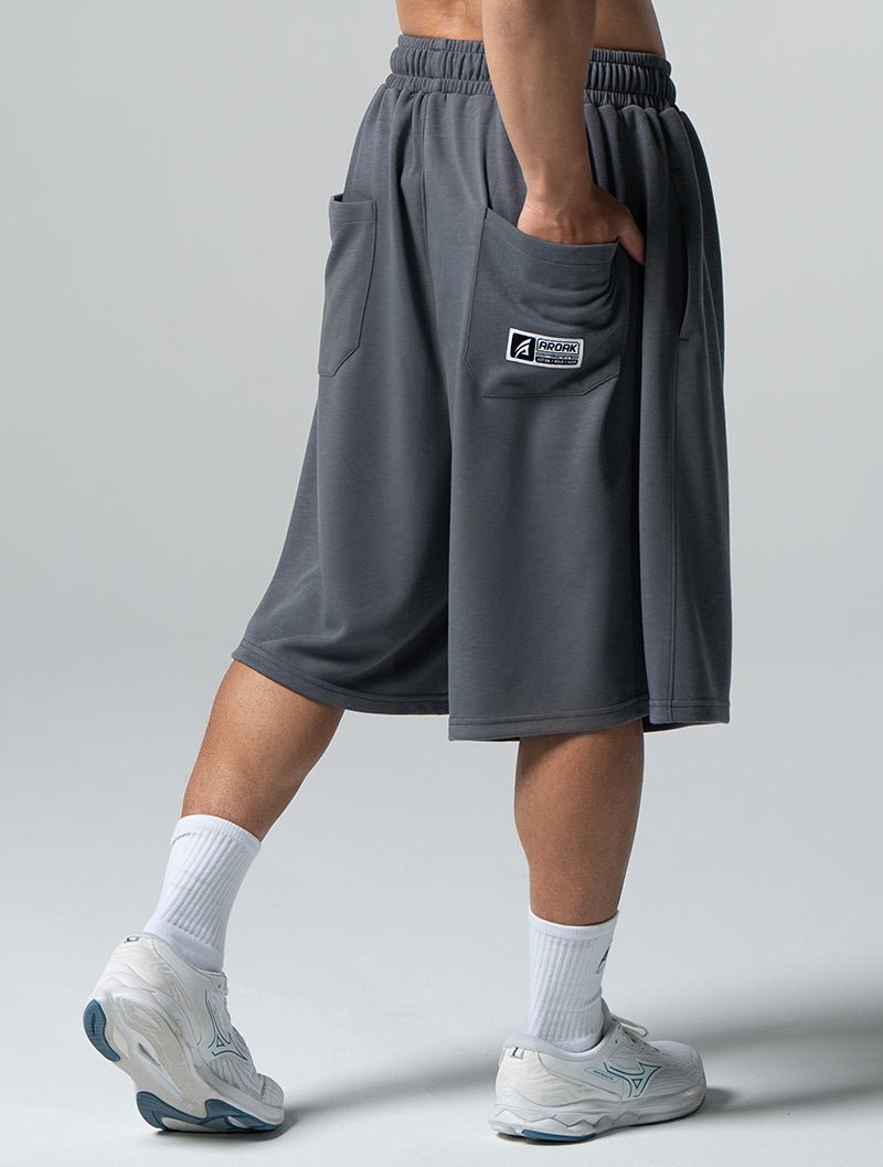 SIRO™ - Shield 爆裂紋七分短褲 (水泥灰) - AROAK 機能健身服飾 | 專為健人打造