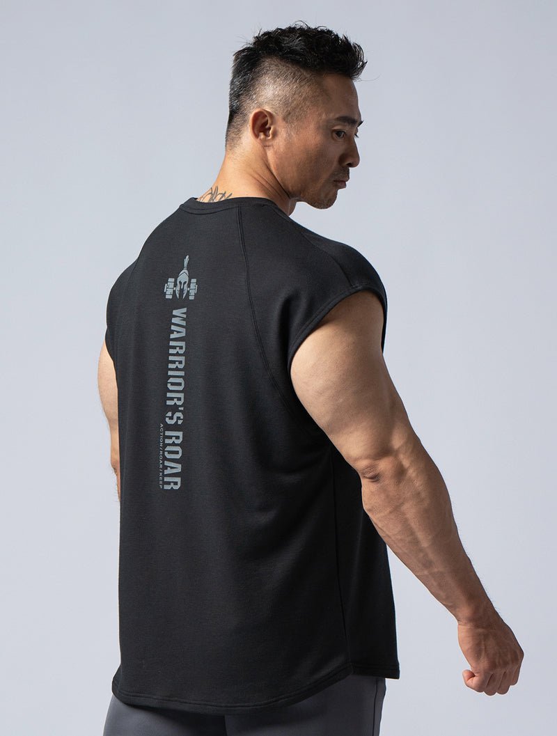 TENCEL FTE™ 拉克蘭袖寬版訓練背心 (黑) - AROAK 機能健身服飾 | 專為健人打造