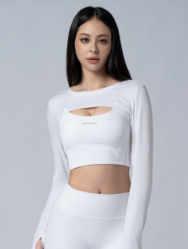 Tencel - RIB™ 修身層次外罩上衣24 - 2 (白) - AROAK 機能健身服飾 | 專為健人打造