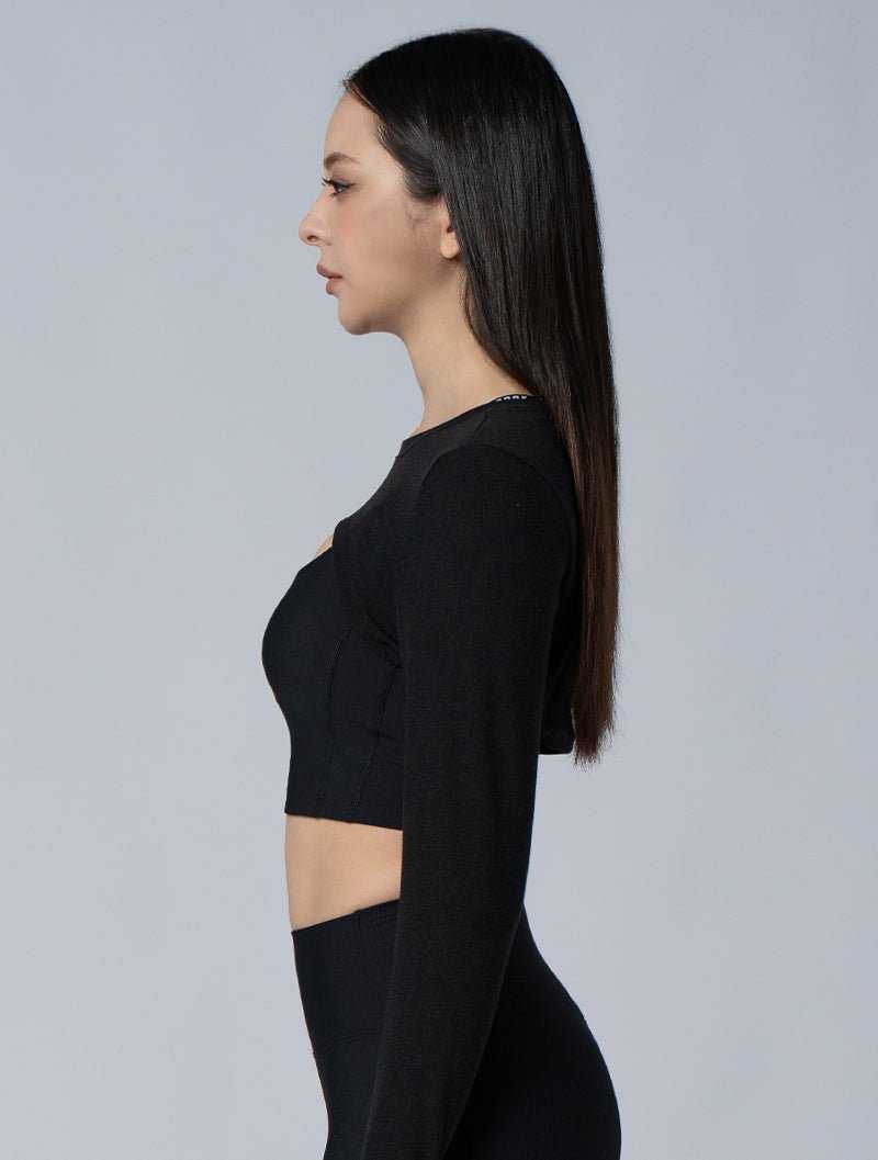 Tencel - RIB™ 修身層次外罩上衣24 - 2 (黑) - AROAK 機能健身服飾 | 專為健人打造