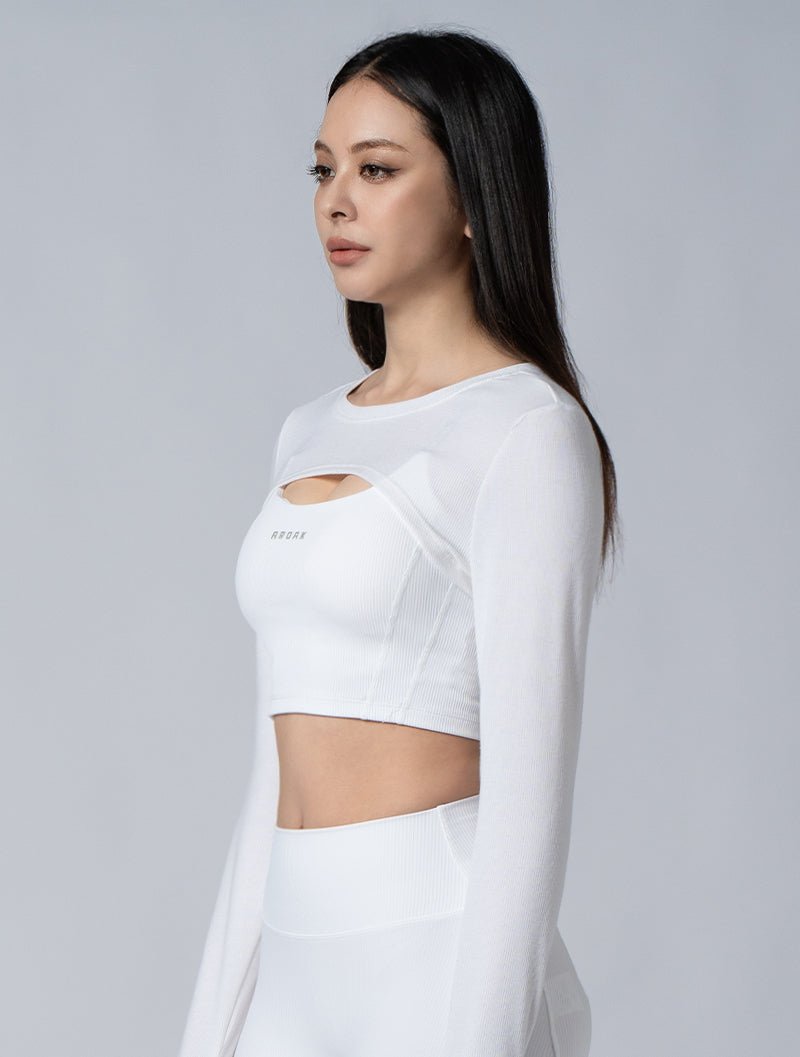 Tencel - RIB™ 修身層次外罩上衣24 - 2 (白) - AROAK 機能健身服飾 | 專為健人打造