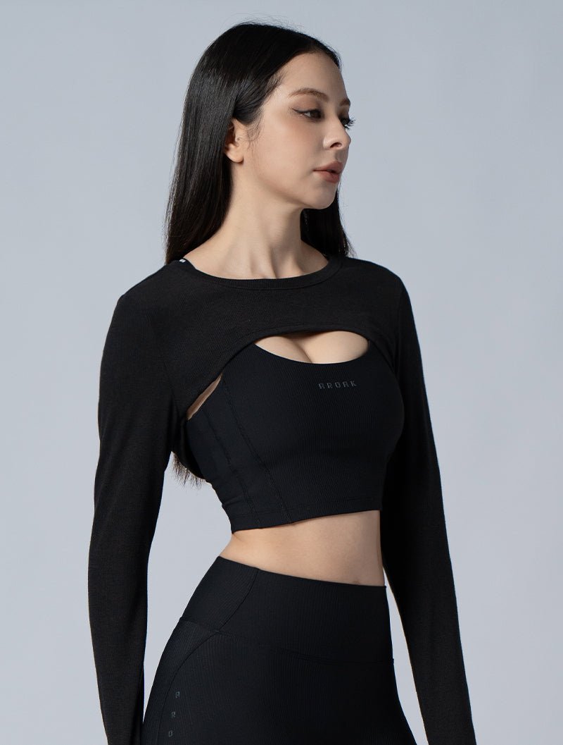 Tencel - RIB™ 修身層次外罩上衣24 - 2 (黑) - AROAK 機能健身服飾 | 專為健人打造