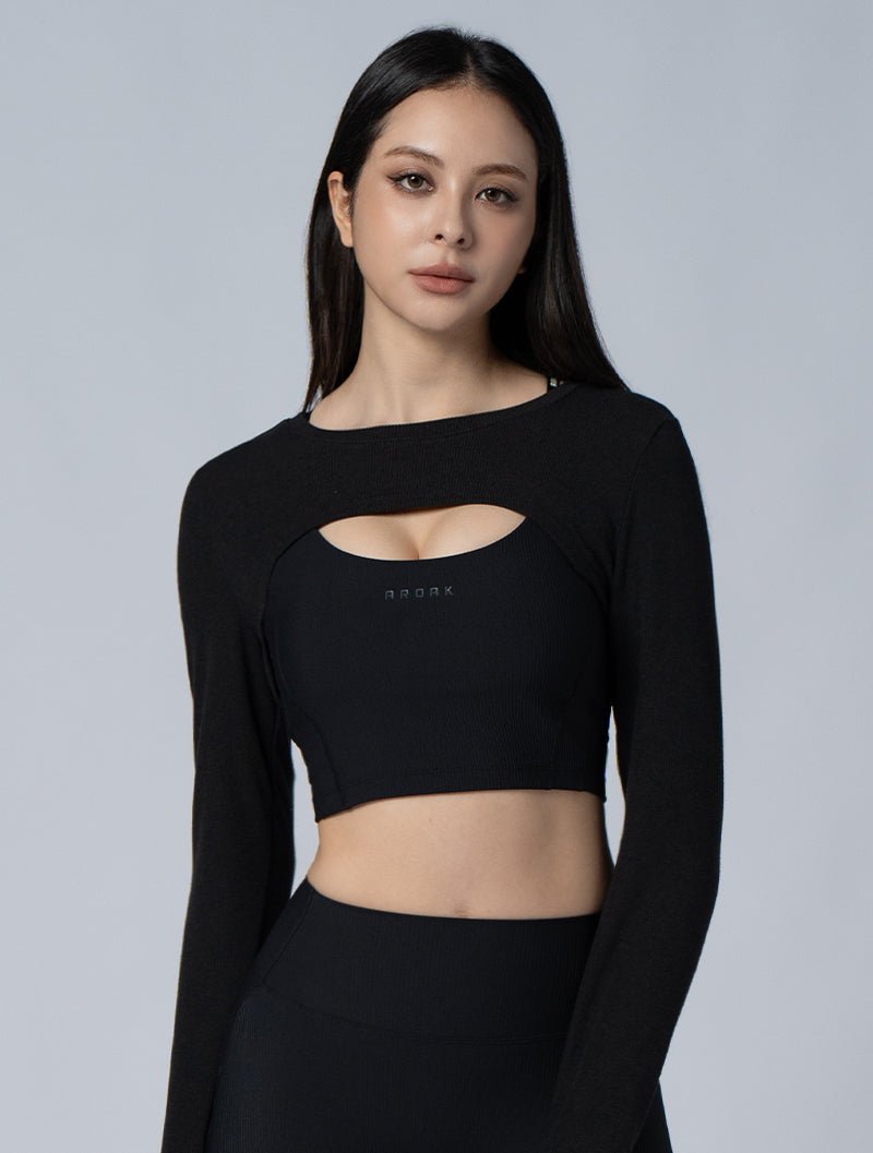 Tencel - RIB™ 修身層次外罩上衣24 - 2 (黑) - AROAK 機能健身服飾 | 專為健人打造