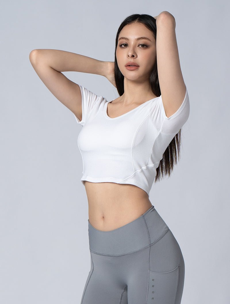 Tencel - RIB™ Y字流線BraTop 24 - 2 (白) - AROAK 機能健身服飾 | 專為健人打造