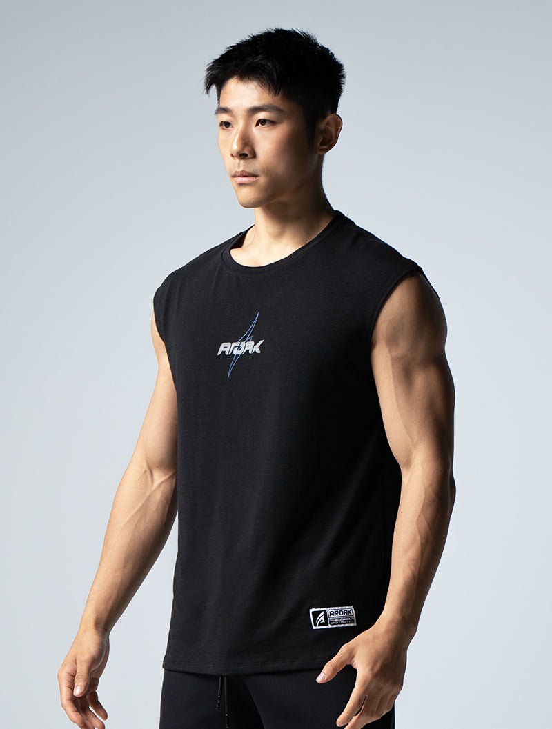 TENCEL™ - SGL 星耀落肩背心 (黑) - AROAK 機能健身服飾 | 專為健人打造
