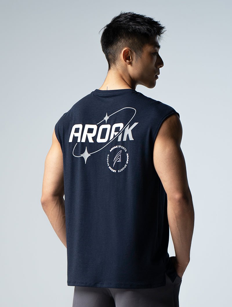 TENCEL™ - SGL 星耀落肩背心 (深藍) - AROAK 機能健身服飾 | 專為健人打造