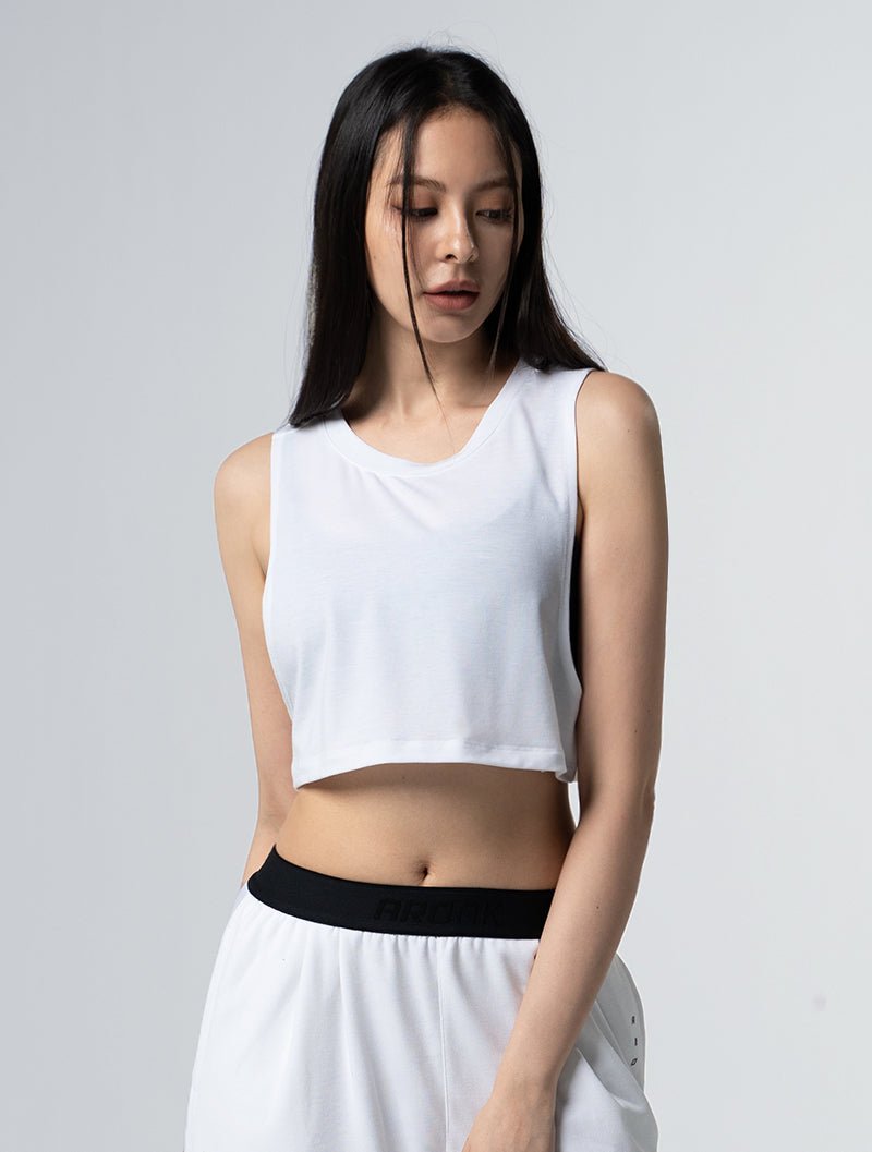 TENCEL™ - SGL側挖短版背心 25 - 1 (白) - AROAK 機能健身服飾 | 專為健人打造