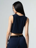 TENCEL™ - SGL 側挖短版背心 25 - 1 (深藍) - AROAK 機能健身服飾 | 專為健人打造