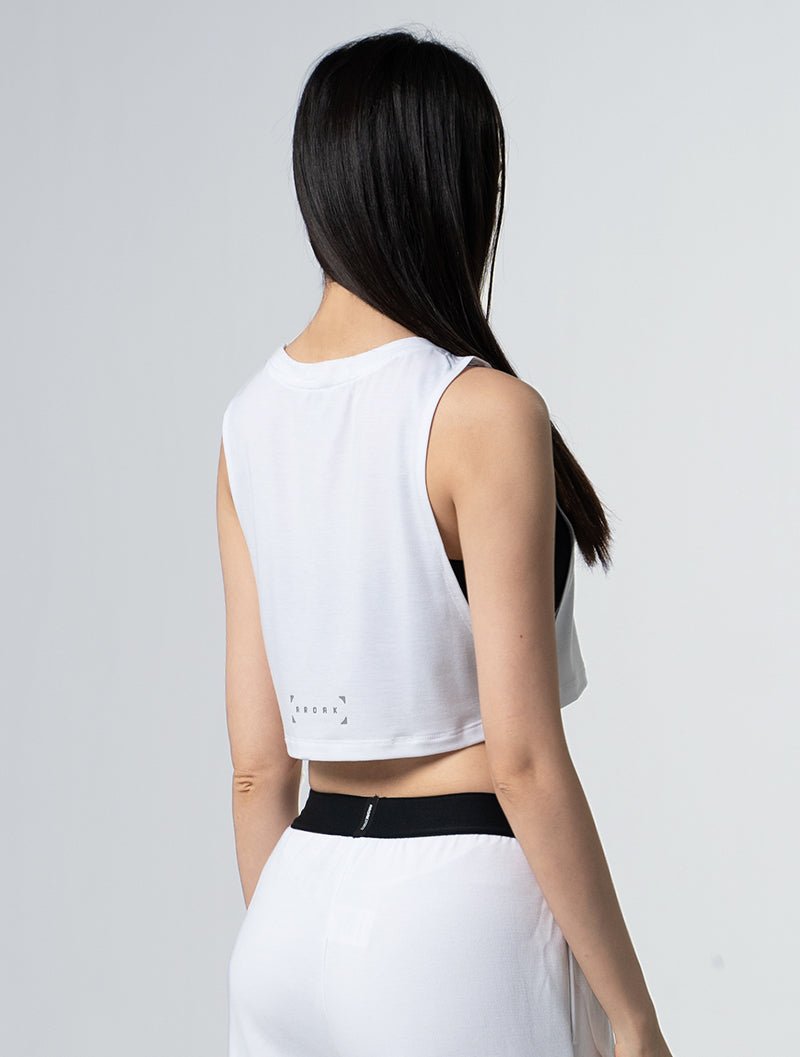 TENCEL™ - SGL側挖短版背心 25 - 1 (白) - AROAK 機能健身服飾 | 專為健人打造