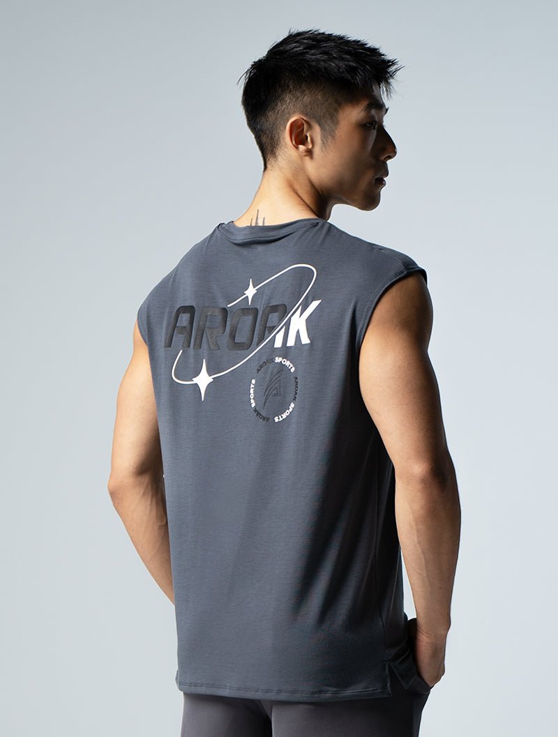 TENCEL™ - SGL 星耀落肩背心 (水泥灰) - AROAK 機能健身服飾 | 專為健人打造
