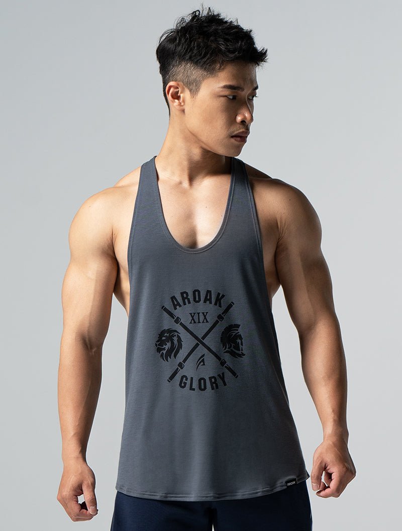 TENCEL™ - SGL 王者榮耀挖背背心 (水泥灰) - AROAK 機能健身服飾 | 專為健人打造