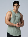TENCEL - SGL™ 植絨機能天絲圓弧背心 (灰綠) - AROAK 機能健身服飾 | 專為健人打造
