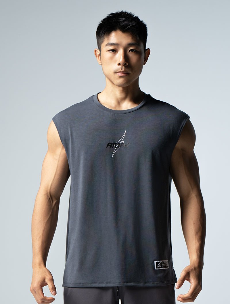 TENCEL™ - SGL 星耀落肩背心 (水泥灰) - AROAK 機能健身服飾 | 專為健人打造