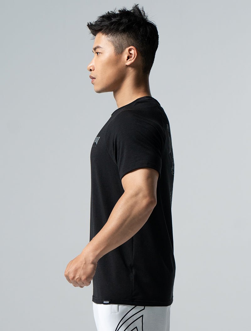 TENCEL™ - SGL 王者試煉拉克蘭袖上衣 (黑) - AROAK 機能健身服飾 | 專為健人打造