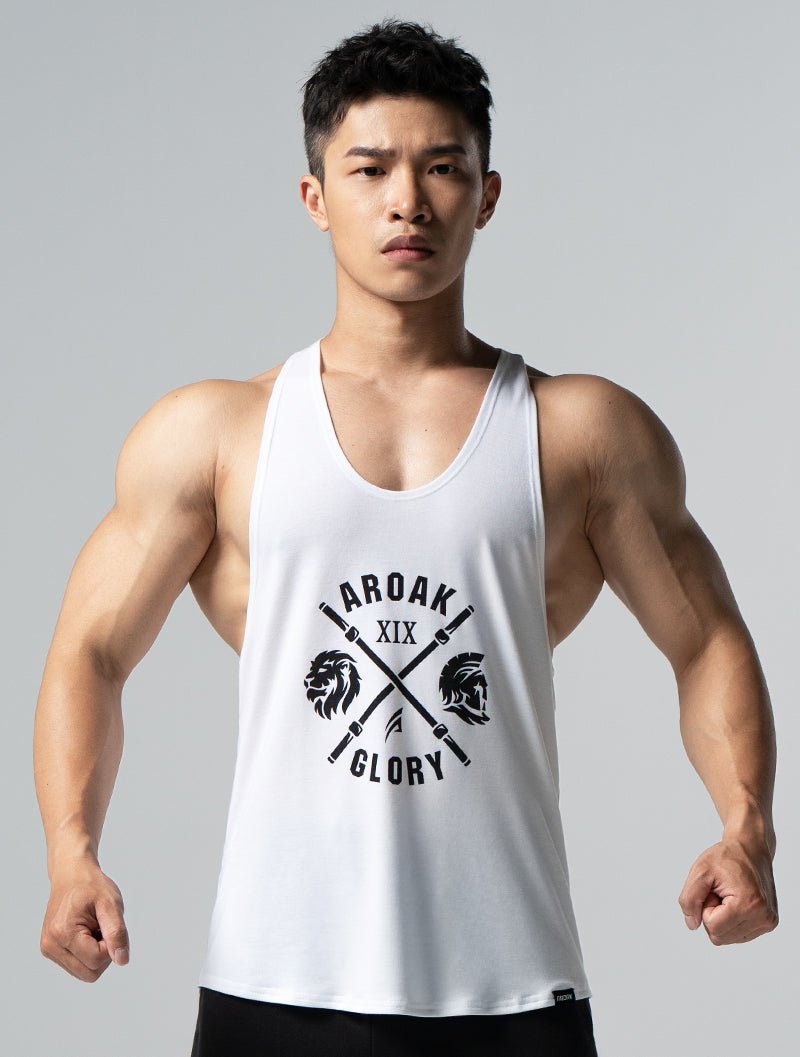 TENCEL™ - SGL 王者榮耀挖背背心 (白) - AROAK 機能健身服飾 | 專為健人打造