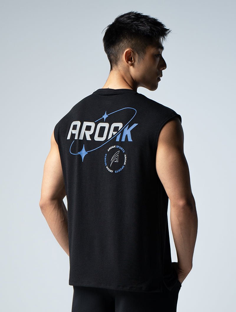TENCEL™ - SGL 星耀落肩背心 (黑) - AROAK 機能健身服飾 | 專為健人打造