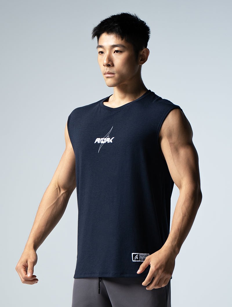 TENCEL™ - SGL 星耀落肩背心 (深藍) - AROAK 機能健身服飾 | 專為健人打造