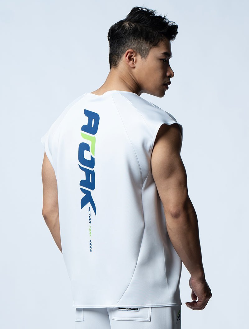 AirFlex™ 征服之道寬肩背心 (白) - AROAK 機能健身服飾 | 專為健人打造