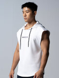 AirFlex™ 連帽寬肩背心 (白) - AROAK 機能健身服飾 | 專為健人打造