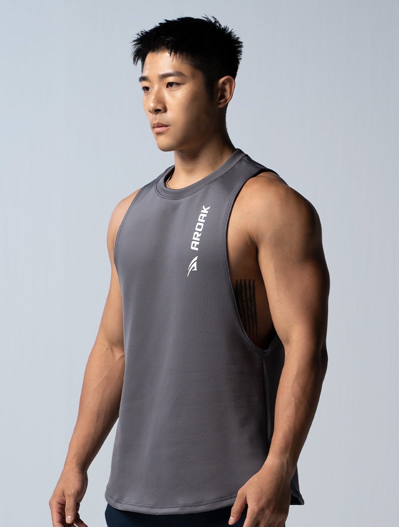 AirFlex™ 窄肩訓練背心 (鐵灰) - AROAK 機能健身服飾 | 專為健人打造
